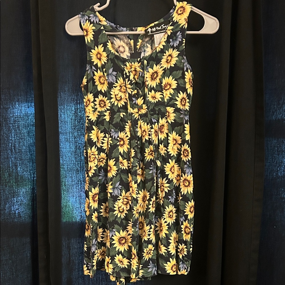 Vintage All that Jazz Sunflower Print Jumpsuit - Yellow and Black